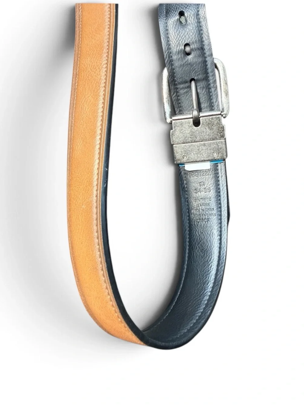 Mens Columbia Tan Leather Belt with Silver Buckle Size Medium 34-39”